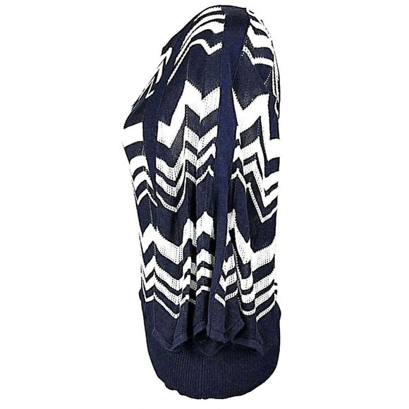 Size XS X-Small BOSTON PROPER NAVY CHEVRON BATWING SOFT KNIT TOP Shirt Blouse - Picture 3 of 6